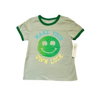 NWT Peek Smiley Face Shamrock Ringer Tee Size 6/7